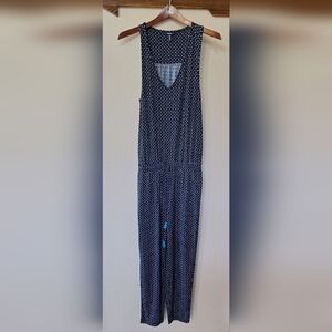 Hatley Ella Sleeveless Jumpsuit Racerback Navy Tassels Stretch Womens Size M